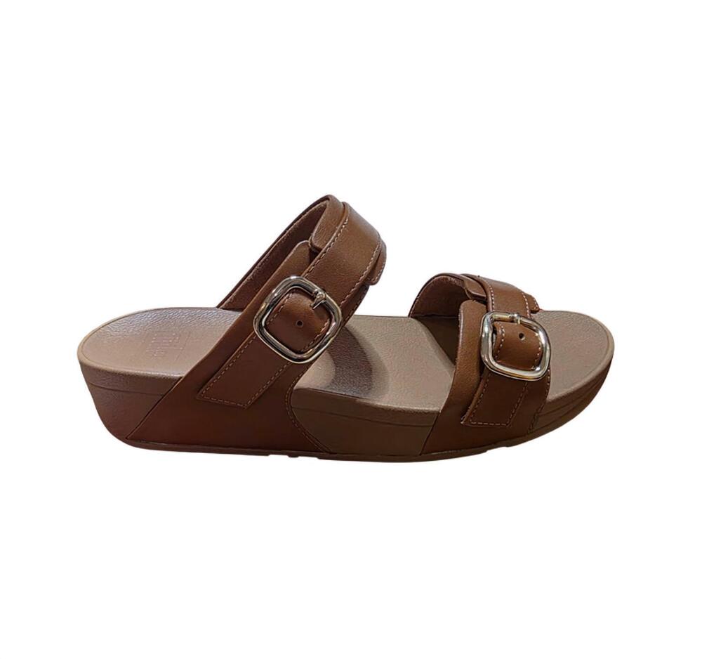 NEW FITFLOP women's lulu adjustable leather sandal in light tan
